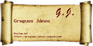 Greguss János névjegykártya