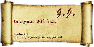 Greguss János névjegykártya